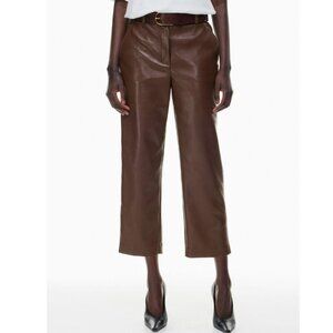 Aritzia Babaton Command Mid Rise Vegan Leather Pant In Coffee Bean Size 4